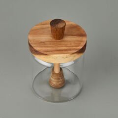 Akasya Kapaklı Kavanoz - Kahverengi / Şeffaf - 450 ml