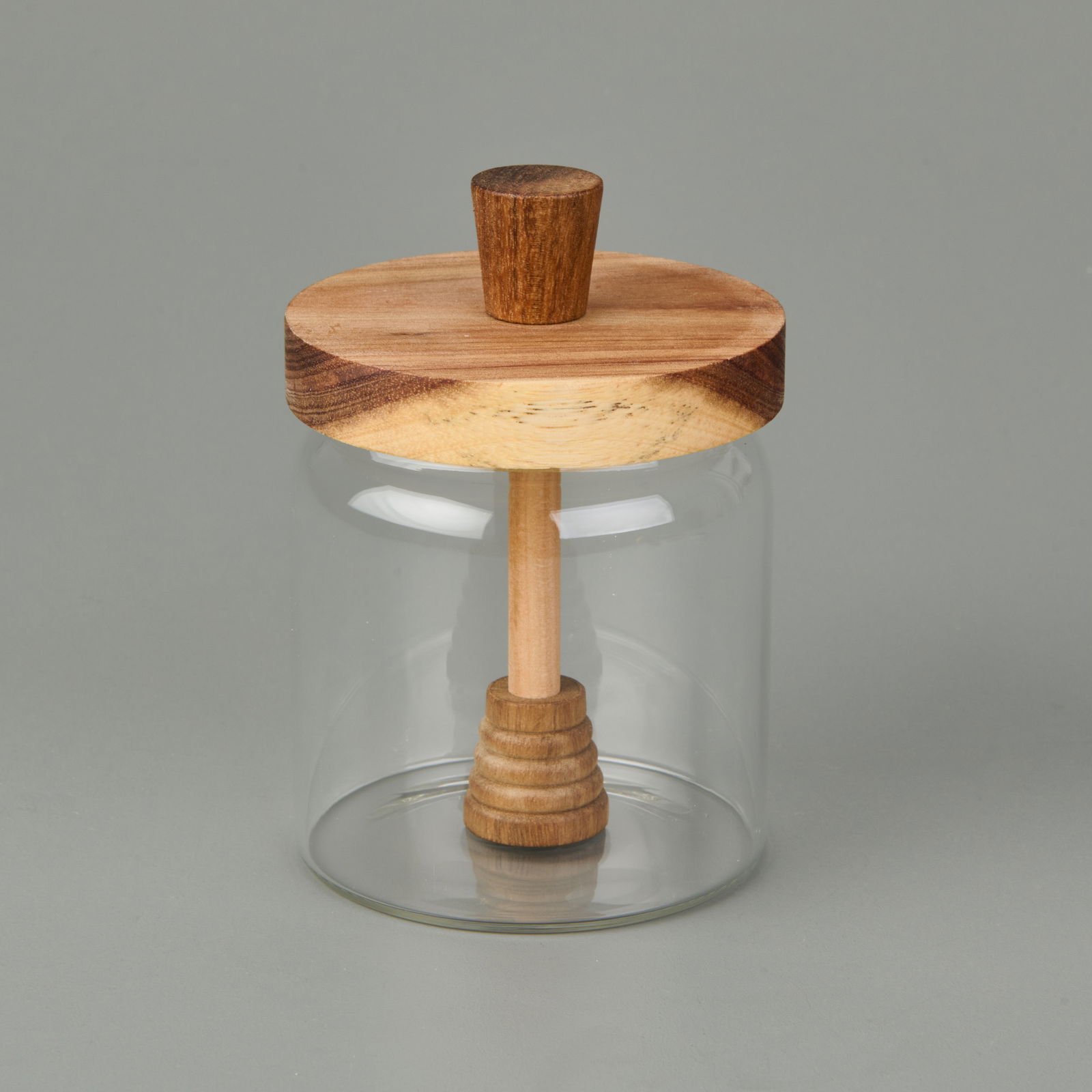 Akasya Kapaklı Kavanoz - Kahverengi / Şeffaf - 450 ml