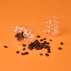 Kulplu Boncuk 6'lı Kahve Yanı Bardağı - Şeffaf - 75 ml