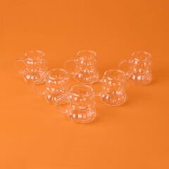 Kulplu Boncuk 6'lı Kahve Yanı Bardağı - Şeffaf - 75 ml