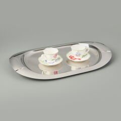 Monaco Oval Çelik Tepsi - Inox - 48x31 cm