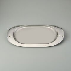 Monaco Oval Çelik Tepsi - Inox - 48x31 cm