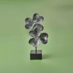 Deco Yonca Dekor - Gümüş / Siyah - 30 cm