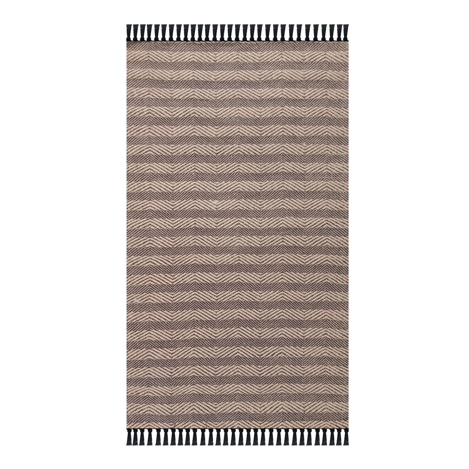 Home Jacq Zigzag Pamuk ve Jüt Halı - Kahverengi / Siyah - 80x150 cm