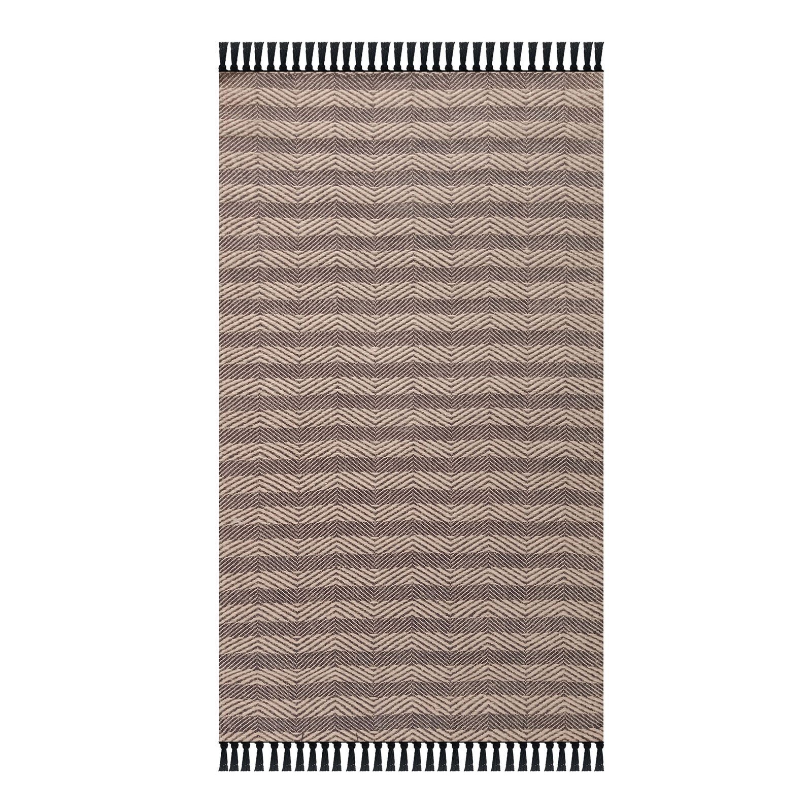 Home Jacq Zigzag Pamuk ve Jüt Halı - Kahverengi / Siyah - 120x180 cm