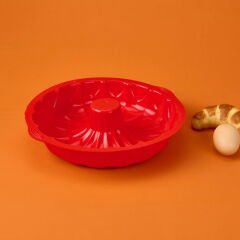 Klasik Silikon Büyük Kek Kalıbı - Kırmızı - 35 cm