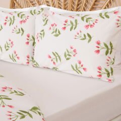 Soft Carlene Tek Kişilik Nevresim Takımı - Ekru / Yeşil