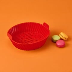 Silikon Yuvarlak Airfryer Kalıbı - Kırmızı