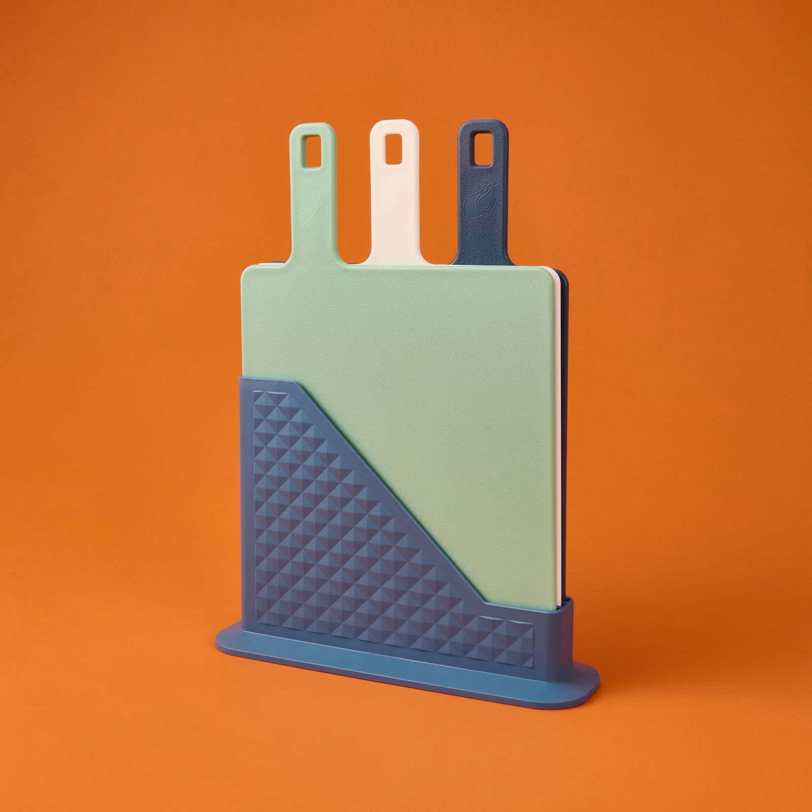 3'lü Stantlı Kesme Tahtası Seti - Renkli - 25 cm