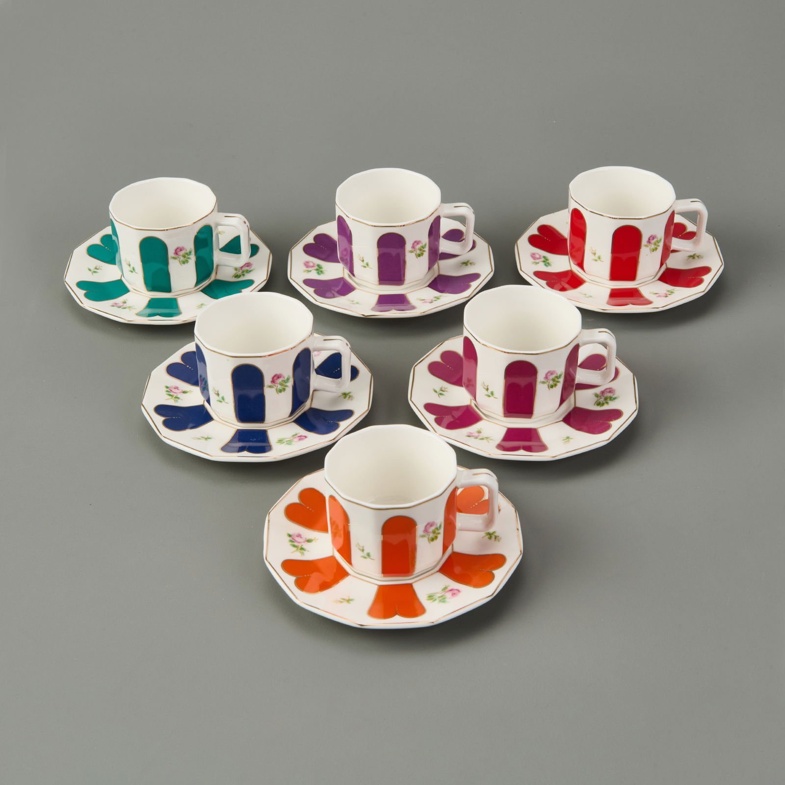 Acem 12 Parça Kahve Fincan Takımı - Renkli