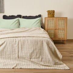 Soft Brisa Çift Kişilik Pike - Ekru / Siyah- 220x240 cm